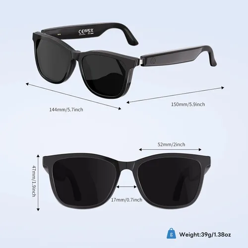 Vista 5 de Lentes inteligentes con Bluetooth, 2 en 1 magnéticos, bloqueo de luz azul y UV400, gafas Bluetooth para hombres/mujeres con asistente de voz, gafas