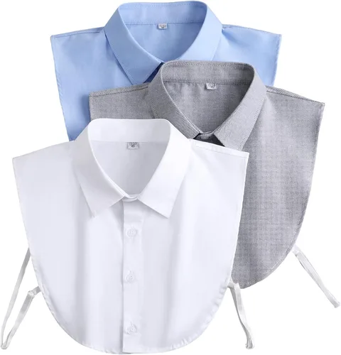 Vista 13 de Cuello Desmontable - Media Camisa Dickey de Algodón para Hombres y Mujeres, 6 Tallas (Plus), Blanco