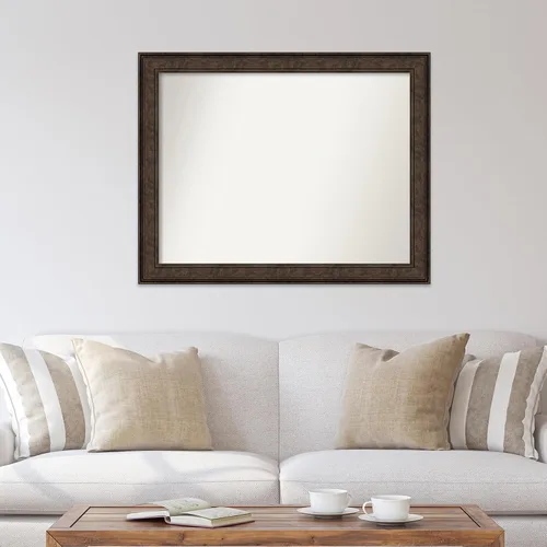 Vista 862 de Amanti Art Espejo de pared personalizado no biselado (25 x 25 pulgadas), marco de bronce acentuado, varios tamaños personalizados, espejo de baño