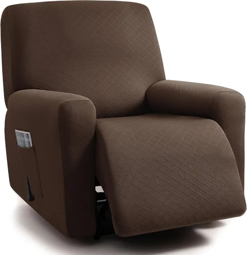 Vista 23 de ULTICOR Fundas para sofá reclinable de 8 piezas con diseño de jacquard cuadrado, fundas elásticas para sofá reclinable de 3 cojines, gruesas, suaves