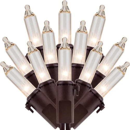 Vista 7 de 200 luces de Navidad naranjas, paquete de 2 hebras de 100 luces, 33 pies de cable marrón, luces de cadena de Halloween con certificación UL (naranja)