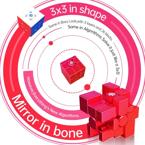 Vista 4 de GAN MirrorM - Cubo magnético con recubrimiento UV, 3x3x3, 48 imanes con purpurina y destellos, cubo de velocidad de espejo, rompecabezas, juguetes