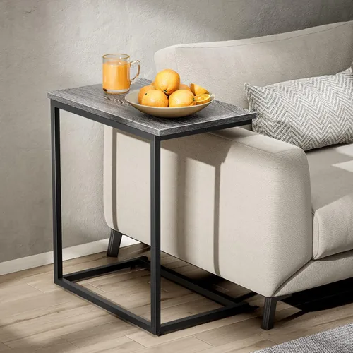 Vista 11 de Pipishell - Mesa auxiliar en forma de C de 27 pulgadas de alto, mesa lateral para sofá deslizable debajo, mesa de sofá en forma de C para sala