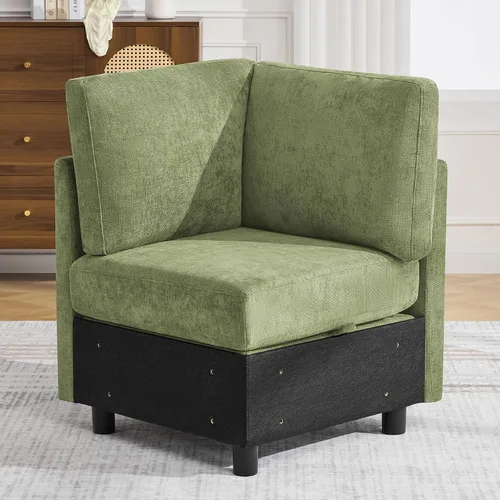 Vista 9 de WUTUTUEE Sofá seccional modular en forma de L de 83" con almacenamiento y otomano móvil, sofá convertible de 4 asientos reversible chaise de Beige