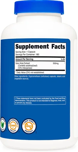 Vista 6 de Nutricost Gotu Kola 500 mg, 180 cápsulas, vegetariano, sin gluten, sin OMG