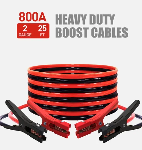 Vista 6 de AUTOGEN Cables de puente resistentes, cables de refuerzo de calibre 2, 25 pies, 800 amperios, kit de cables de puente automotrices para automóvil