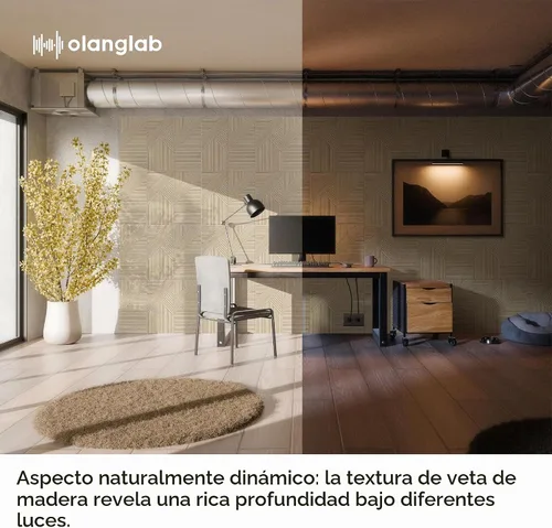Vista 5 de Olanglab Paquete de 6 paneles de pared autoadhesivos, 23.6 x 11.8 pulgadas por panel, paneles de pared acústicos, arte de pared que absorben