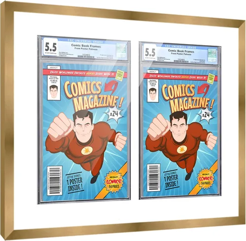Vista 133 de Poster Palooza Marco de cómics con paspartú para 1 cómic de grado CGC, CBCS o PGX, marco de cómic de bronce para cómic de 8.125 x 13 pulgadas