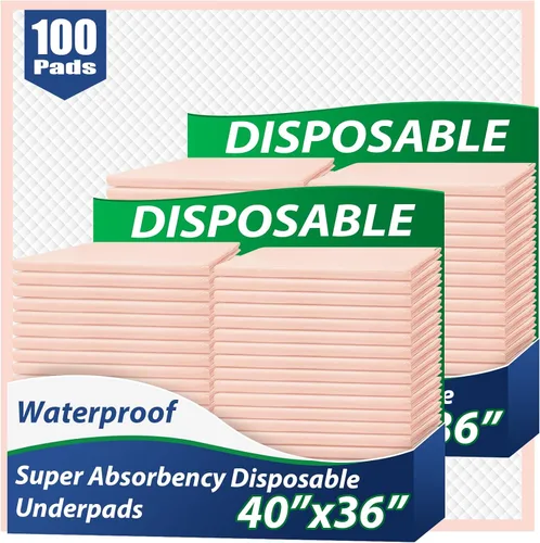 Vista 8 de MKISS Almohadillas de cama impermeables extragrandes de 40" x 36" (50 unidades), almohadillas desechables superabsorbentes de servicio pesado