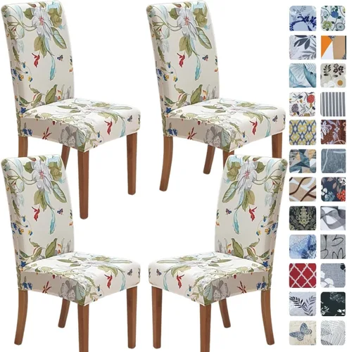 Vista 14 de SPRINGRICO Juego de 4 fundas para sillas de comedor, fundas elásticas para sillas de comedor, de elastano lavables, fundas para sillas Parsons