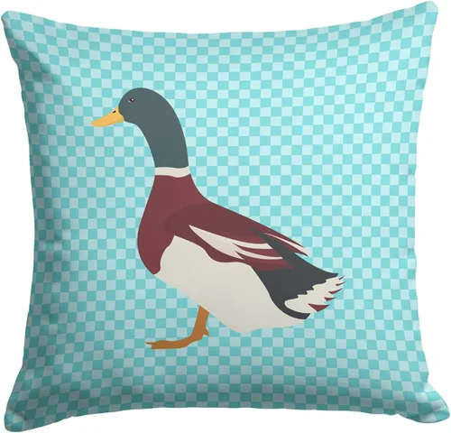 Vista 17 de Caroline's Treasures BB8163PW1414 Beltsville - Almohada decorativa de tela a cuadros pequeños, color blanco, pavo y gallina azul, lavable a máquina