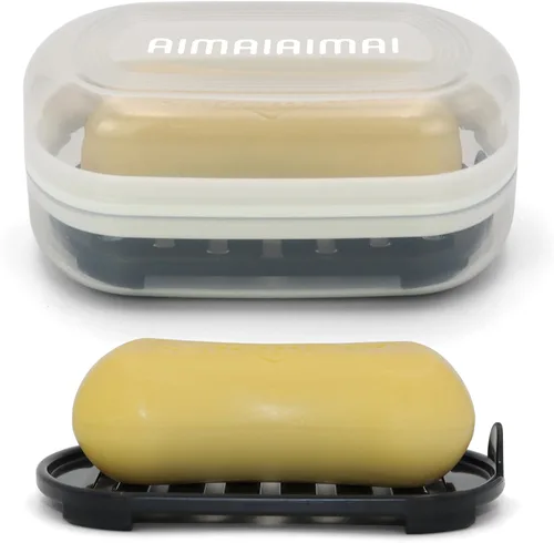 Vista 16 de AIMAIAIMAI Juego de 3 jaboneras de silicona, soporte para jabón con diseño autodrenante, bandeja fácil de limpiar para ducha, baño, cocina y bañera
