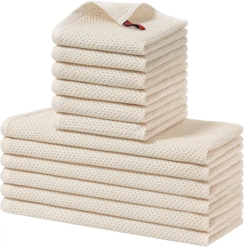 Vista 106 de Homaxy Juego de toallas y paños de cocina 100% algodón, 30 x 30 centímetros y 33 x 71 centímetros, juego de 8 toallas de cocina ultra suaves