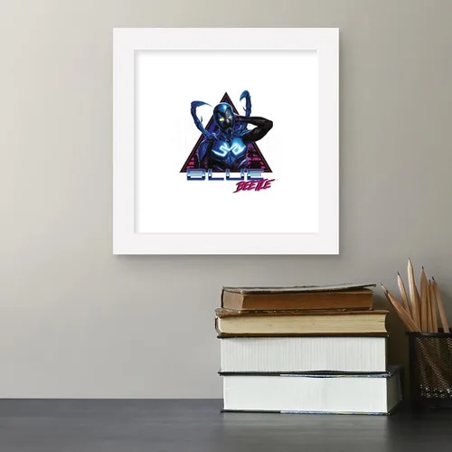 Vista 4 de Trends International Gallery Pops DC Comics Blue Beetle - Póster de pared retro Super Future, 12 x 12 pulgadas, versión de marco blanco