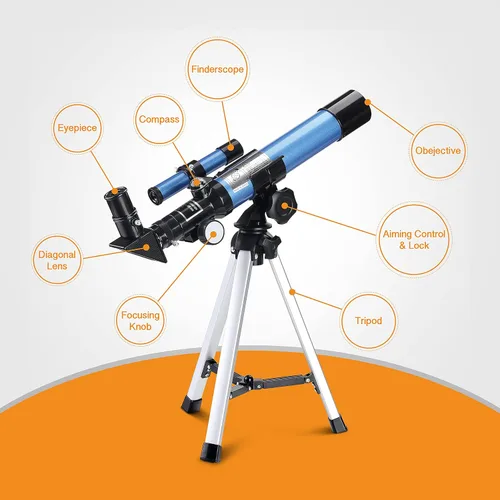 Vista 6 de Telescopios AOMEKIE 40/400 con trípode de mesa 2 oculares, telescopios portátiles para principiantes de astronomía con buscador y brújula