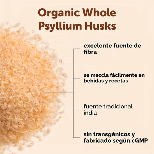 Vista 3 de Micro Ingredients Cáscaras orgánicas de psyllium entero, 3 libras, suplemento de fibra soluble diario con prebióticos, cáscara de psyllium