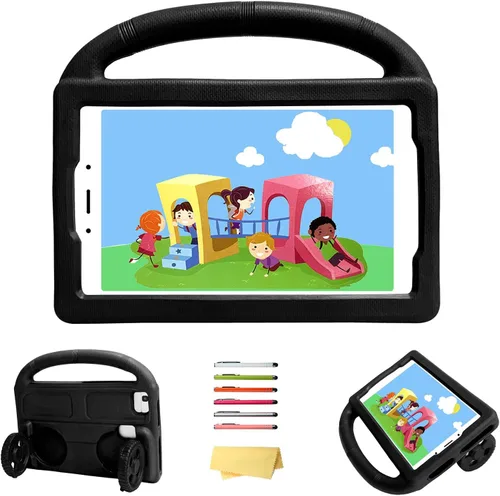 Vista 37 de Funda para tablet Kindle Fire 7 para niños (12.ª generación, versión 2022) con mango de pie de apoyo de forraje resistente, espuma EVA suave, a
