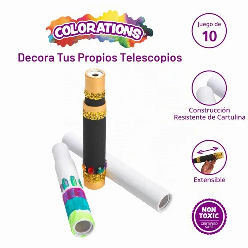 Vista 2 de Colorations Decora tus propios telescopios, juego de 10, 11 pulgadas de largo x 1.5 pulgadas de profundidad