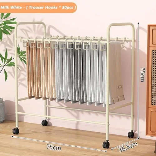 Vista 2 de Slide Out Pants Rack Closet Hanger Bar Pull Trousers Tie Belts Scarf Racks Top Mounted Wardrobe Clothes for Closet Retractable,Space-Saving Rolling