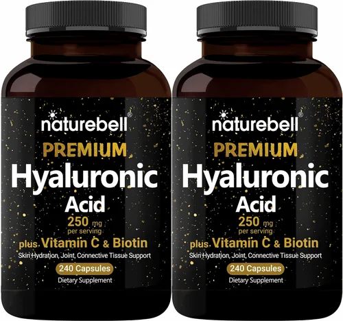 Vista 9 de NatureBell Suplementos de ácido hialurónico, 250mg de ácido hialurónico con 25mg de vitamina C por porción, 200 cápsulas, apoya la hidratación