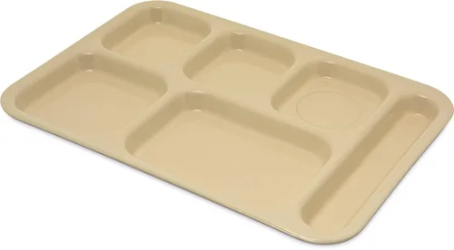 Vista 14 de Carlisle FoodService Products Bandeja de plástico para comida diestra con 4 compartimentos para escuelas, cafeterías y comedores, melamina, 10 x Azul