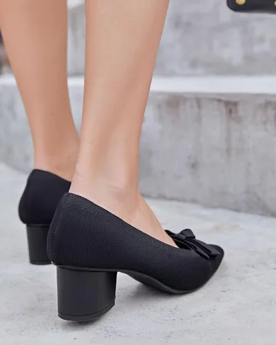 Vista 4 de Coutgo Zapatos de vestir para mujer, con tacón bajo y grueso, punta cerrada, con lazo, para el trabajo, fiesta, uso diario