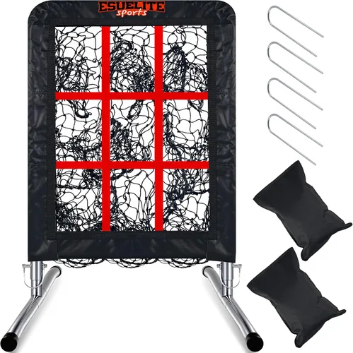 Vista 8 de Heavy-Duty 9 Hole Pro Style Baseball & Softball Pitching Net with Strike Zone Target Adjustable Portable Design
