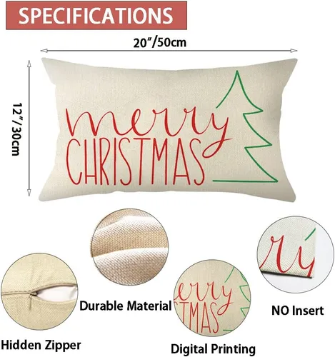Vista 7 de Fundas de almohada lumbar con diseño de árbol de Navidad, 12 x 20 pulgadas, decoración para sofá