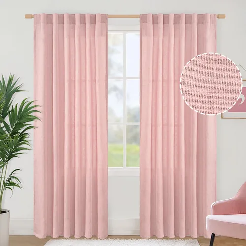 Vista 53 de BGment Cortinas cortas de lino marfil de 36 pulgadas de largo para ventanas de cocina, pequeñas cortinas texturizadas rústicas para café sobre