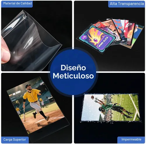 Vista 6 de 100 piezas de fundas blandas para tarjetas de intercambio, fundas de carga superior para tarjetas estándar de 2.5" X 3.5", protector de tarjeta