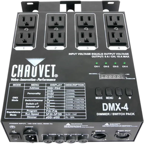 Vista 2 de Chauvet - Controlador de luz para DJ de 4 canales, paquete de 4 unidades, DMX-4