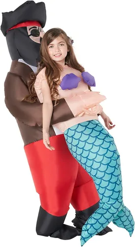 Vista 2 de Morph Disfraz inflable de sirena para niños, disfraz de pirata inflable, disfraz inflable de sirena para niñas