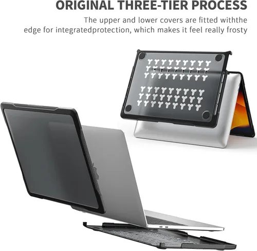 Vista 6 de Batianda Funda 4 en 1 Ultimate para MacBook Pro de 13 pulgadas 2022 2020 Negro