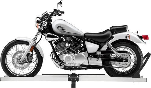 Vista 2 de Portador de motocicleta de 400 libras, soporte de aluminio para motocicleta con rampa de carga para motocicletas de cross, motocicleta