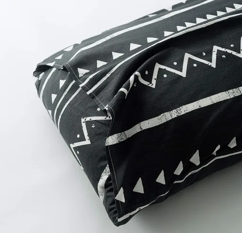 Vista 6 de SUSYBAO Juego de funda de edredón azteca negra, tamaño Queen, 100% algodón, 3 piezas, 1 funda de edredón geométrica bohemia en blanco y negro