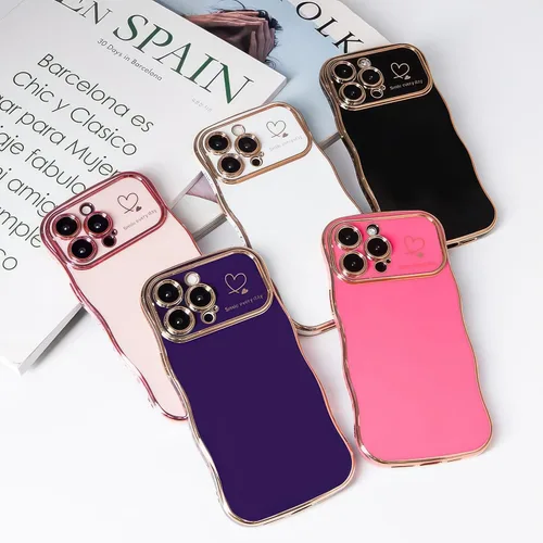 Vista 7 de IAIYOXI Funda para iPhone 11 para mujeres y niñas, bonito diseño ondulado con forma rizada, patrón de corazón, protección de cámara elevada, chapado