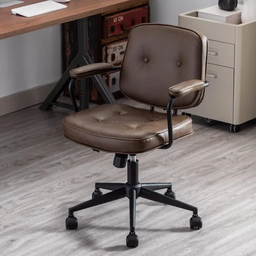 Vista 10 de HEAH-YO Juego de 1 sillas de escritorio modernas sin brazos, silla giratoria para computadora con ruedas y reposabrazos, silla de oficina ajustable