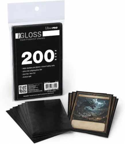 Vista 5 de Ultra PRO - 200 unidades Fundas protectoras para mazos de cartas negras PRO-Gloss tamaño estándar, Protege y almacena cartas coleccionables