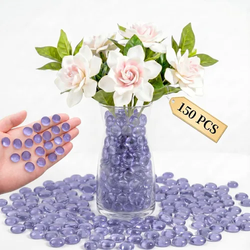 Vista 10 de Mini cuentas de vidrio para jarrones, 0.97 libras de relleno de jarrón decorativo, cuentas planas, gemas de vidrio para manualidades, piedras