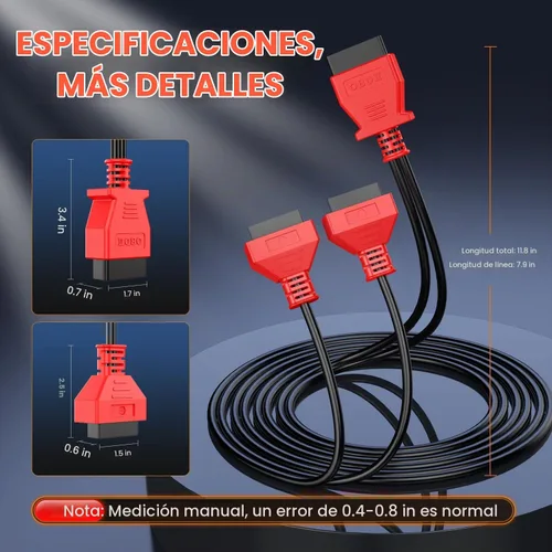 Vista 6 de Autel Original 16 Pin OBD2 OBD II Diagnostic Splitter Y Cable de extensión