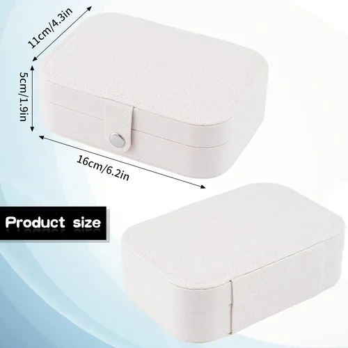 Vista 4 de Joyero de viaje, organizador de joyas pequeño de piel sintética para mujeres y niñas, mini estuche de viaje portátil de doble capa, cajas