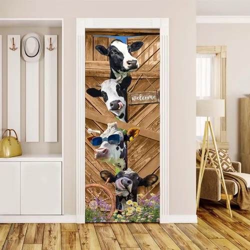 Vista 10 de 20 calcomanías divertidas de vaca para ventana, calcomanías de pared de vaca que mira y pega, calcomanías de pared de animales de granja rústicas