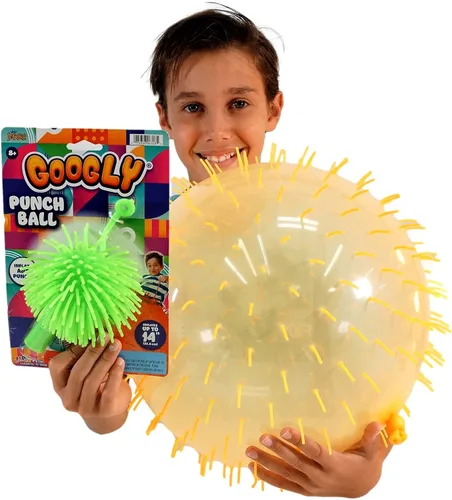 Vista 5 de JA-RU Bola gigante Googly con pinchos de goma (3 paquetes), juguete para ansiedad inflable de 14 pulgadas, pelota de rebote grande para aliviar