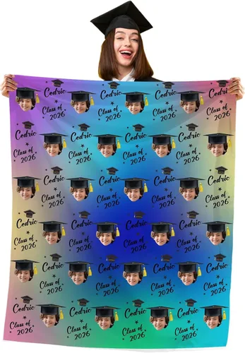 Vista 19 de Manta personalizada de graduación 2025, manta personalizada para regalo de graduación con nombre de la universidad, manta de felicitación