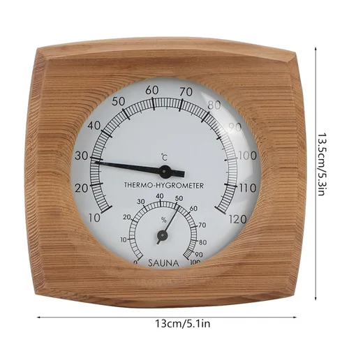 Vista 3 de Termómetro higrómetro para interiores, 2 en 1, termómetro higrómetro de madera para interiores, higrómetro, sala de vapor, sauna, accesorios