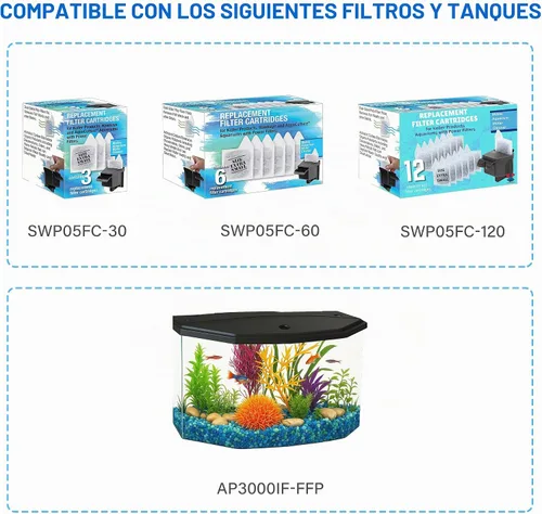 Vista 3 de Filtro de energía, bomba de filtro de tanque de peces para Koller Products 3 galones Hex Aquarium
