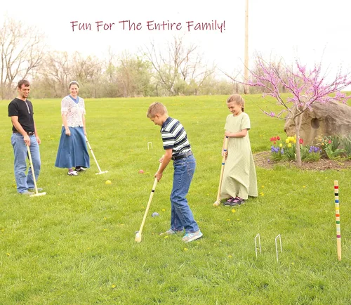 Vista 2 de Amish artesanía Deluxe 8 jugadores Croquet Juego, madera de arce