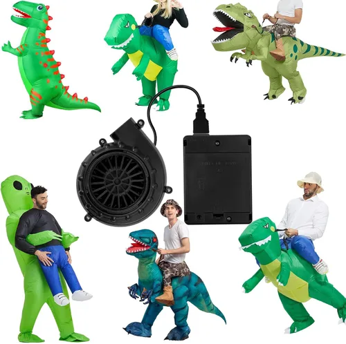 Vista 9 de Mini ventilador de disfraz negro para disfraz inflable de dinosaurio de Halloween (versión mejorada)