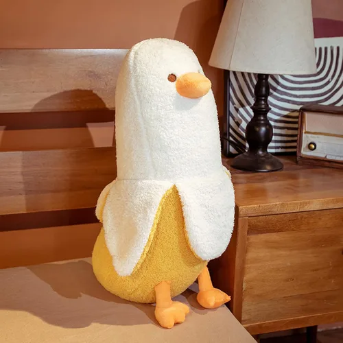 Vista 4 de Juguete de Peluche de Pato Banana, Muñeca de Animales de Peluche de Pato Banana Linda Almohada de Peluche para Abrazar Regalo para Niñas y Niños