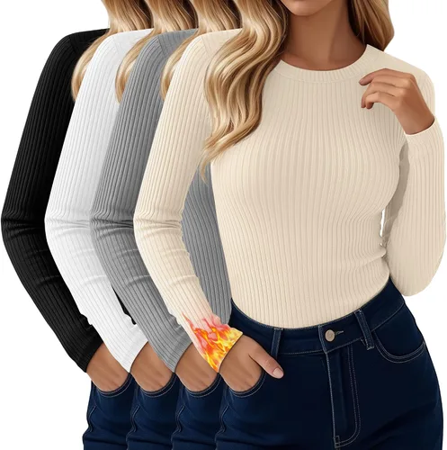Vista 13 de Paquete de 4 camisas térmicas de manga larga acanaladas